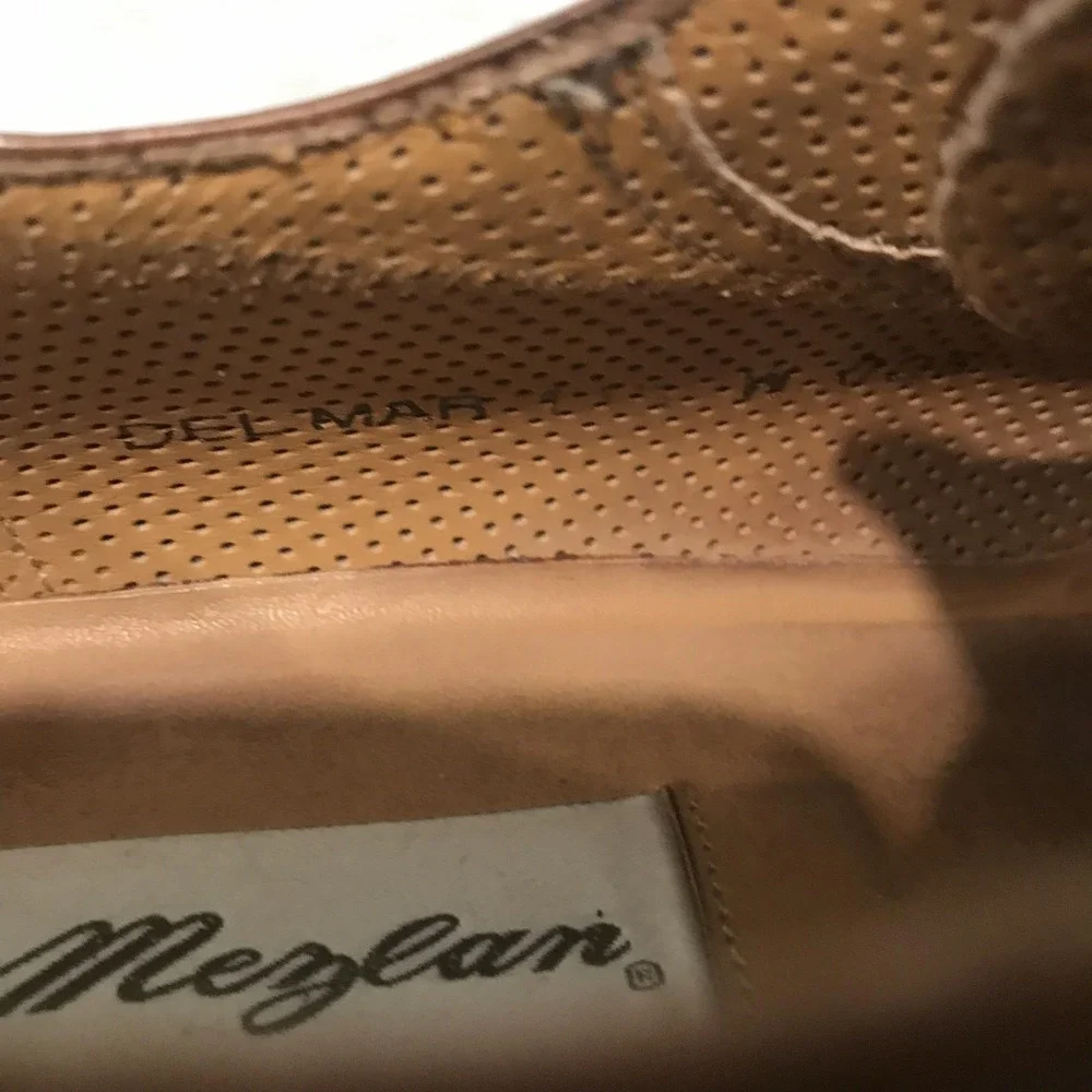 Mezlan Dress Shoes Mens Size 11.5 Brown Del Mar Basketweave Cap Toe Oxford